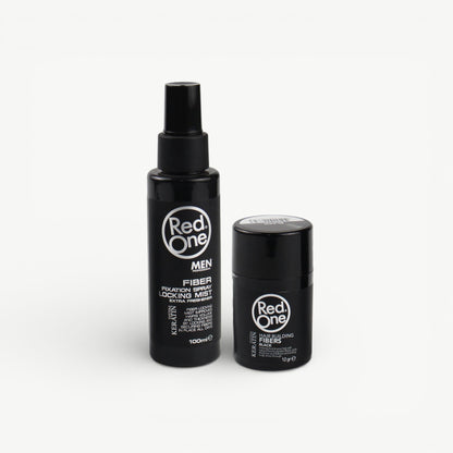 Hair Fiber Fixation Spray and Locking Mist Set - Black